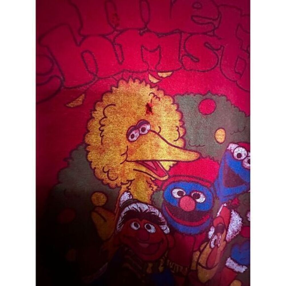 VINTAGE T SHIRT SESAME STREET‎ MERRY CHRISTMAS FROM THE STREET SIZE XL